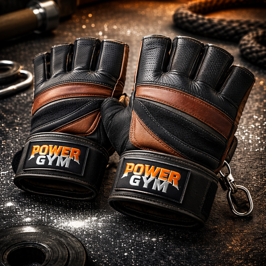 Power Gym Leather Weight Lifting Gloves